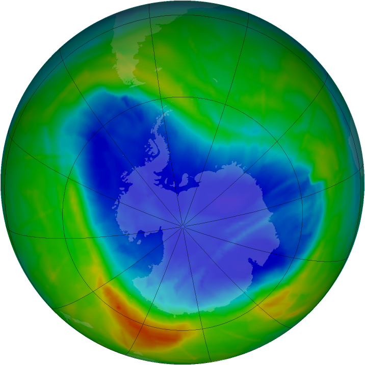 Antarctic ozone map for 15 September 2010